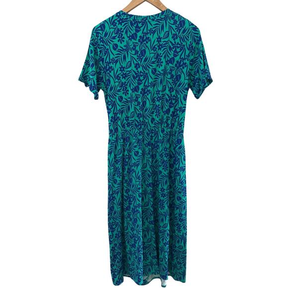 Boden Amanda Jersey Midi Dress Emerald Tropical Foliage Size 10 - Picture 5 of 11